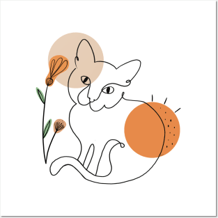 PEACHY CAT LINE ART Posters and Art